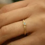 Turkuaz Taşlı Kalpli Şans Yüzüğü