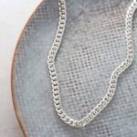 Erkek Curb Gümüş Kolye