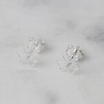 Kalp Yonca Çiçek Gümüş Küpe